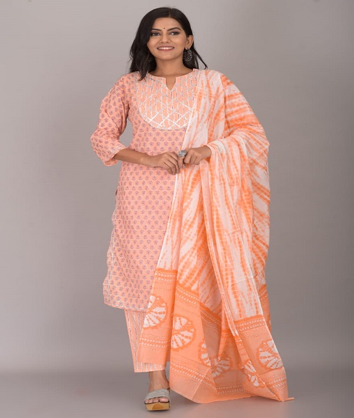 A Beautiful Cotton  Kurti with Pant with duptta